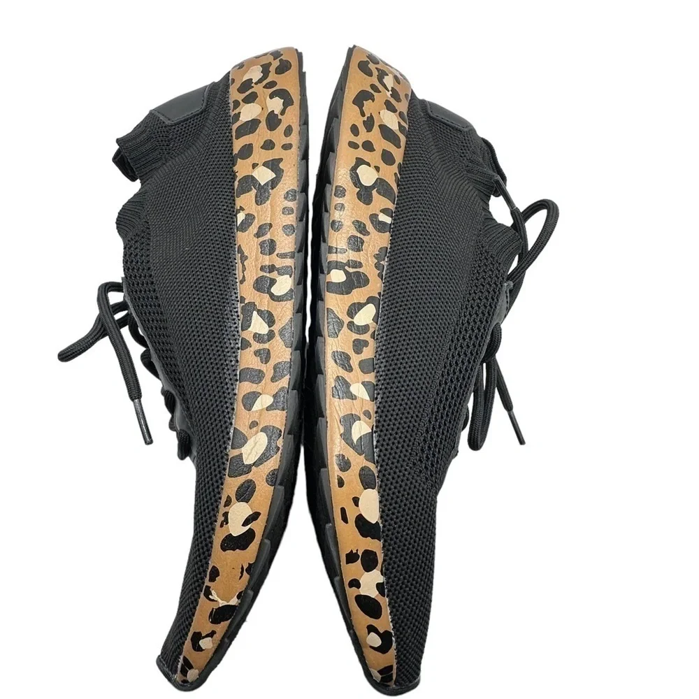True Craft Flyknit Black/Tan Leopard Print Jogger Sneaker Size 10 - Picture 10 of 10